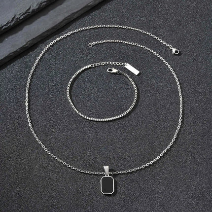 Vnox Set di 2 Pezzi Collana con Ciondolo e Bracciale da Uomo, Set di Gioielli in Acciaio Inossidabile Colore Nero Oro Argento, Regali di Gioielleria alla Moda platinumshop
