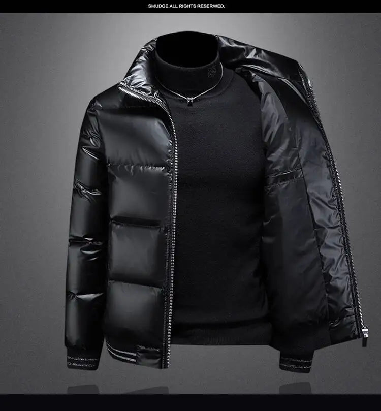Autumn Winter New Men's Trendy American Style High Street Down Jacket Elegant Casual Stand Collar Padded Coat Mens Clothing