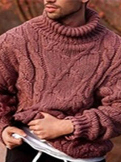 Autumn and winter European and American fashion casual twisted flower high neck pullover men's sweater men's knitted sweater top