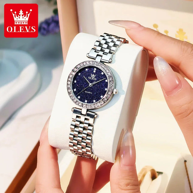 OLEVS 3641 Elegante orologio al quarzo da donna impermeabile Quadrante stellato luminoso in acciaio inossidabile con confezione regalo - Accessorio alla moda da donna platinumshop