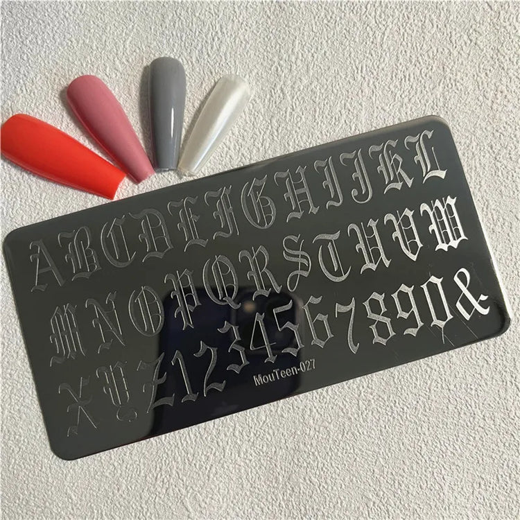 Gothic Cross Nail Stamping Plate Dark Rosary Cross Stainless Steel Punk Nail Art Stencil for DIY Manicure