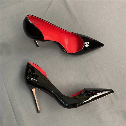 Classic Black Red High Heels Shoes Woman Pumps 12cm Tacones Pointed Toe Stilettos Sexy Deep Cleavage Wedding QKOU011 ROVICIYA
