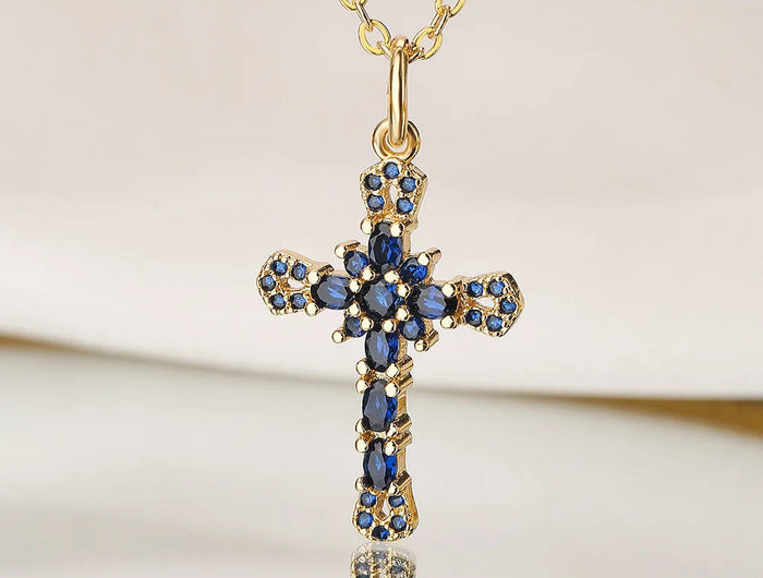 Fashion Female Cross Pendants Dropshipping Gold Color AAA CZ Stone Cross Pendant Necklace Jewelry For Men/Women Wholesale PlatiNum