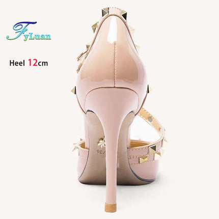 2025 Tacchi alti neri 12cm 10cm 8cm Scarpe da donna Tacchi sottili Décolleté da donna con testa a punta Scarpe da banchetto a spillo poco profonde in microfibra platinumshop