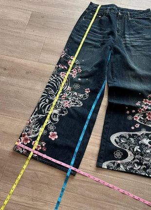 Nuovi Jeans Baggy Oversize con Ricamo a Motivo Tigre, Stile Y2K, Gotico, Harajuku, Hip Hop, Pantaloni Larghi Casual Femminili
