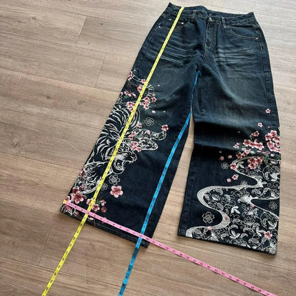 Nuovi Jeans Baggy Oversize con Ricamo a Motivo Tigre, Stile Y2K, Gotico, Harajuku, Hip Hop, Pantaloni Larghi Casual Femminili