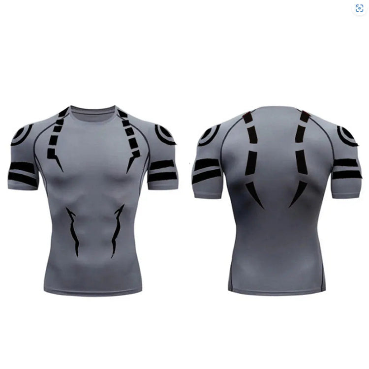 Anime Jujutsu Kaisen Set di compressione Tuta da fitness per uomo Camicia di compressione 3D ad asciugatura rapida + Pantaloncini da palestra Corsa Allenamento Abbigliamento sportivo platinumshop