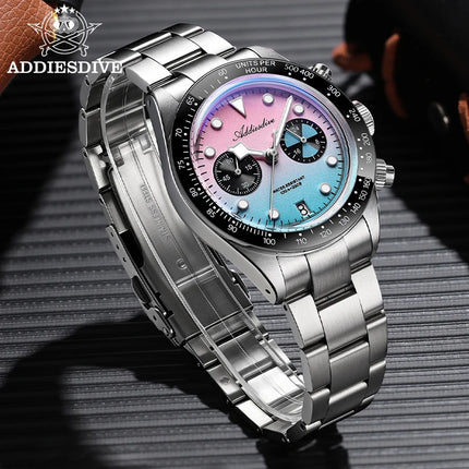 ADDIESDIVE Hight Quality Men's Watch VK64 Chronograph Super Luminous Ceramic Bezel Wristwatch Calendar 10Bar Waterproof Watches