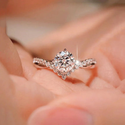 Anelli di Lusso con Zirconi per Coppie, Regolabili, per Donne e Uomini, Gioielli Delicati per Matrimonio, Anniversario, Fidanzamento, Idee Regalo PlatiNum