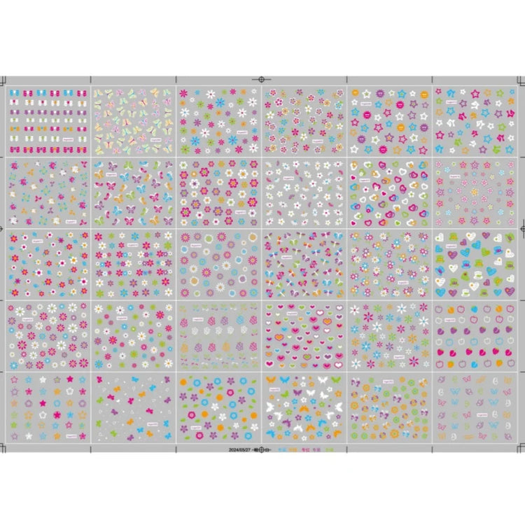30 Sheets 3D Glow in The Dark Neon Nail Stickers - Glittery Glossy Self-Adhesive Nail Art Decorations with Butterfly, Love Heart
