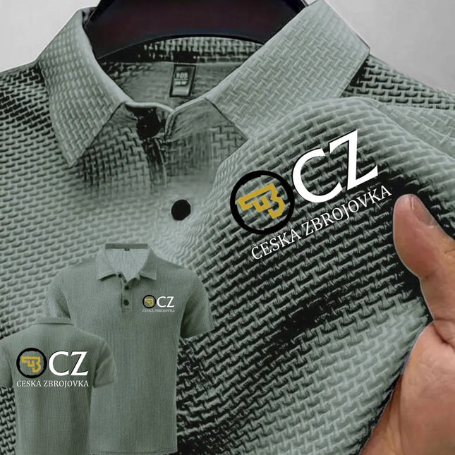 Estate Nuovi Uomini POLO T-Shirt CZ Ceska Zbrojovka Armi da fuoco High End Maglia di seta del ghiaccio da uomo a maniche corte Top Colletto della camicia