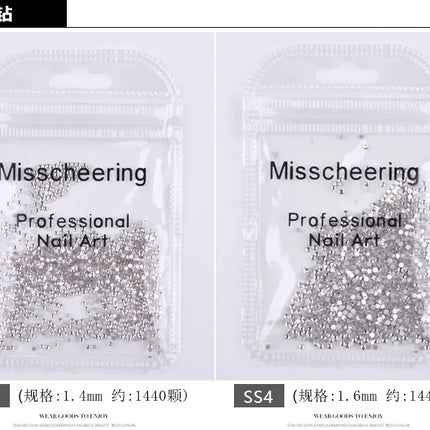144/288 /1440pcs SS3-SS50 Crystal AB Clear Nail Rhinestones Non Hotfix Flat Back Stones DIY Strass Nail Art Decor Accessories