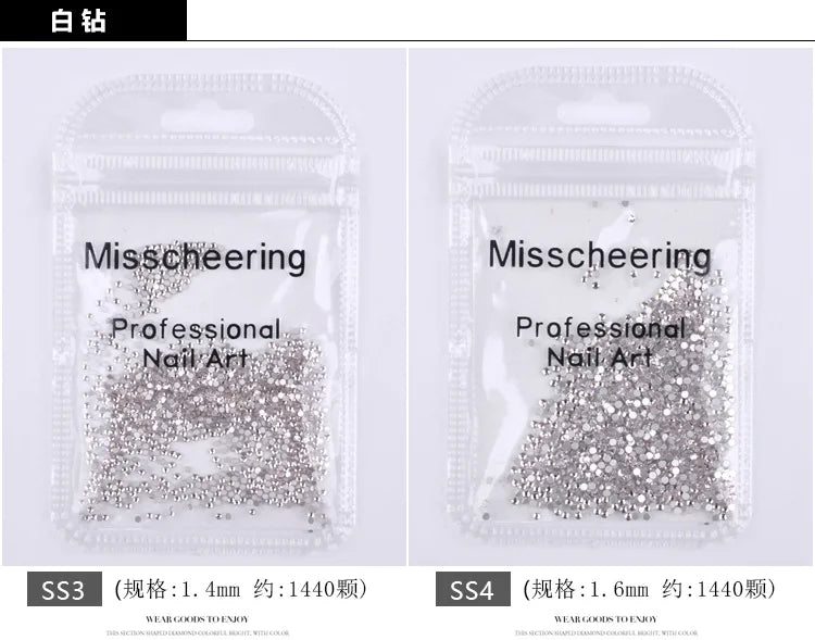 144/288 /1440pcs SS3-SS50 Crystal AB Clear Nail Rhinestones Non Hotfix Flat Back Stones DIY Strass Nail Art Decor Accessories