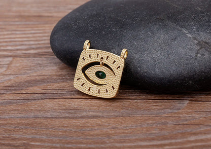 AIBEF Nuovo design creativo Zircone dorato Turco Evil Eye Collana con ciondolo quadrato Collana da donna Hip Hop Street Jewelry Party Regalo fortunato