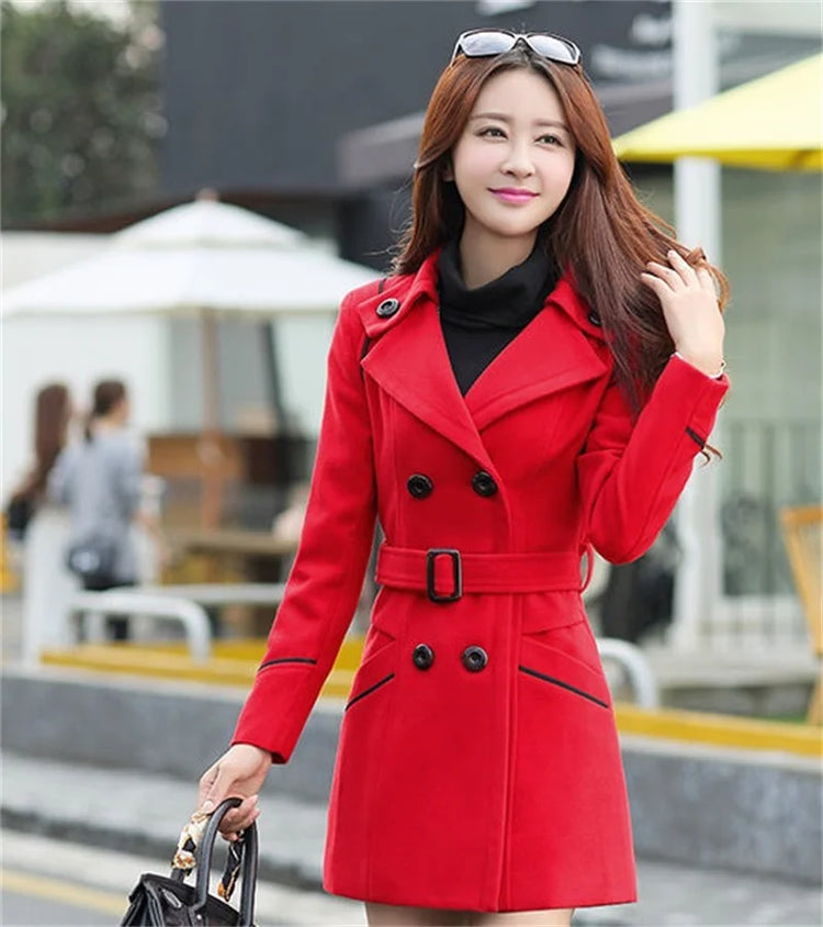 2023 New Korean Winter Woman Wool Coat Long Warm Female Woolen Coat Female Autumn Fashion Double-Breasted Jacket Outerwear
