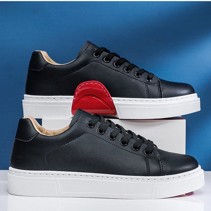 Hot Men's Casual Shoes Leather Sneakers Fashion White Black Male Vulcanized Shoes Non-slip Soft Men Shoes Lightweight Flat Shoe