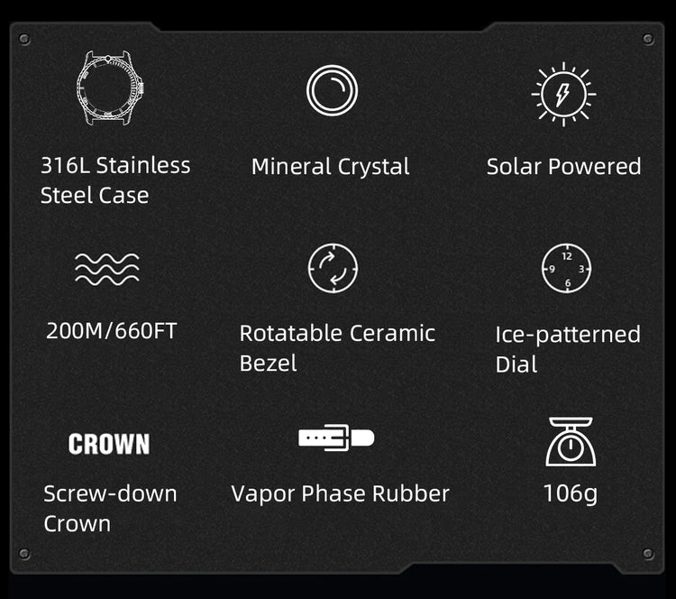 NORTH EDGE NEW Design ABYSS Solar Powered Dive Quartz Wristwatch 200M Waterproof Sports Diving Watch 316L Soft Strap Men Watches