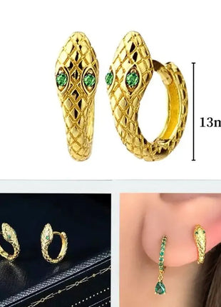 925 Sterling Silver Needle Green Zircon Gold Earrings Heart Hoop Earrings for Women Delicate Stud Earrings Luxury Jewelry Gifts PlatiNum
