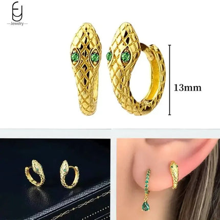925 Sterling Silver Needle Green Zircon Gold Earrings Heart Hoop Earrings for Women Delicate Stud Earrings Luxury Jewelry Gifts PlatiNum