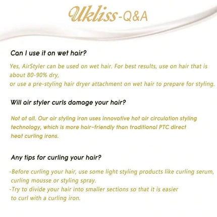 UKLISS 7 in 1 Hair Dryer Brush Set, Air Styler with Curling, Straightening, Volumising Attachments