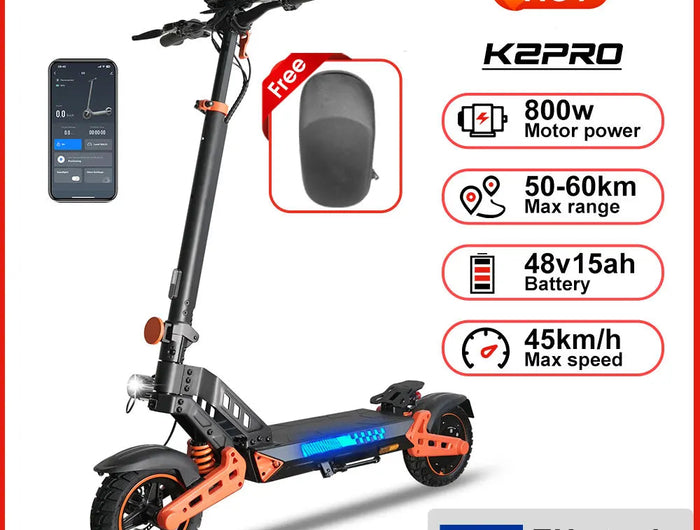 Monopattino Elettrico per Adulti Wildstride, Motore 800w/2000w, 45&60km/h, Batteria 48v15ah, App Intelligente, Pneumatici Fuoristrada da 10 Pollici, Escooter K2pro platinumshop