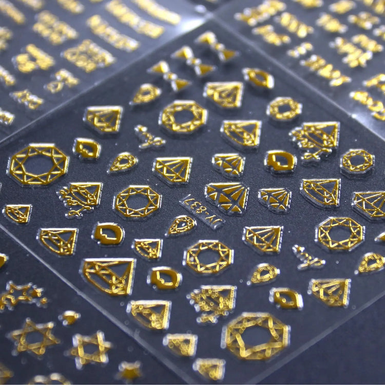 30 Sheets Gold Nail Art Stickers 3D Self‑Adhesive Nail Decals Gold Line Star Nail Stickers for Acrylic Nails Gold Leaf