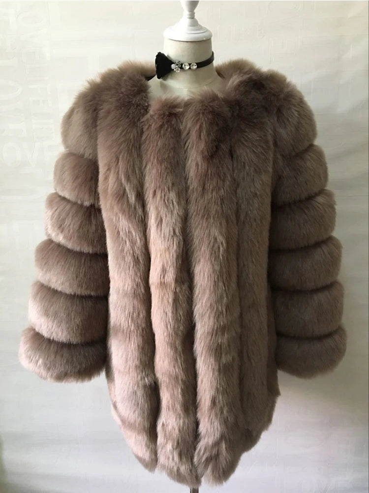 ZADORIN High Quality Winter Women Coats Luxury Faux Fox Fur Coat Thick Warm Long Fluffy Fur Jacket Pink Coat Bontjas