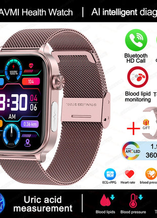 2025 Nuovo AI Diagnosi Lipidi nel sangue Acido urico Test di composizione corporea Smart Watch per uomo ECG + PPG Chiamata Bluetooth Salute Smartwatch platinumshop
