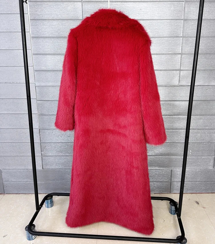 ZADORIN 130cm Super Long Fluffy Faux Fur Coat Woman Jacket Winter Lapel Thicken White Faux Fur Coats Jacket for Women Outerwears