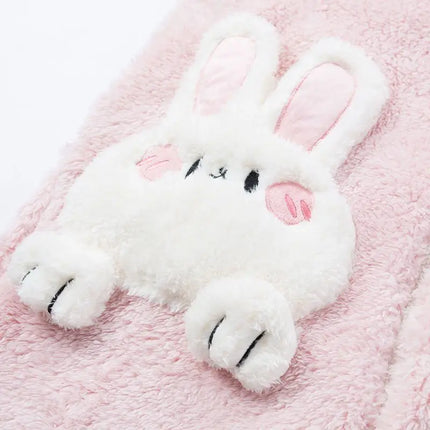 Coral Velvet Onesies Women Cute Rabbit Kigurumi Unicorn Preppy Cartoon Hooded Kawaii Thicker Winter Warm Cotton Pajamas Homewear