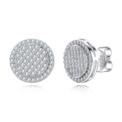 MossanRappr 0.9cttw Moissanite Bling Orecchini rotondi in argento sterling 925 Moda Gioielli Hip Hop Regali per donne e uomini platinumshop