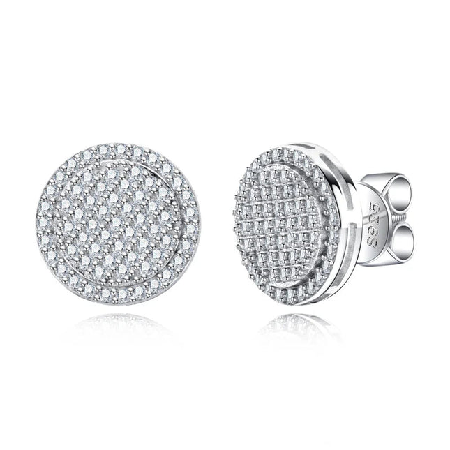 MossanRappr 0.9cttw Moissanite Bling Orecchini rotondi in argento sterling 925 Moda Gioielli Hip Hop Regali per donne e uomini platinumshop