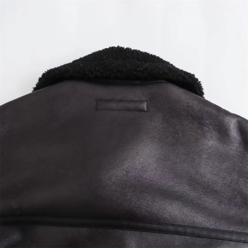 2025 Autumn New Women's European and American Style Loose Fashion with Belt Double sided Collar Jacket Coat