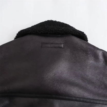 2025 Autumn New Women's European and American Style Loose Fashion with Belt Double sided Collar Jacket Coat