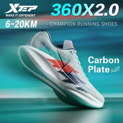 Xtep 360X 2.0 Professional Marathon Running Shoes For Men Racing Carbon Plate Shock Absorbent Sports Training Shoes 975219110035 PlatiNum
