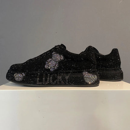 Luxury Fashion New Designer Men's Charm Rhinestone All Match Platform Causal Shoes Male Flats Moccasins Walking Sneakers Zapatos