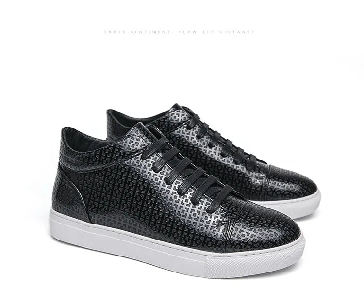 High-Quality Men Skateboard Shoes 2025 Fashion Large Size 46 Men's Leather Casual Shoes High Top Print Designer Luxury Shoes Man