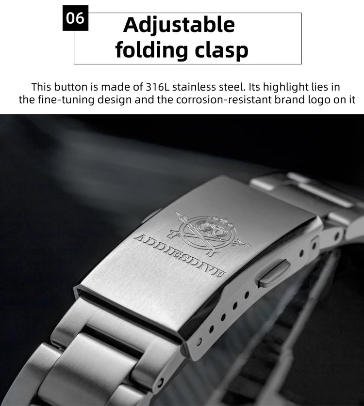 ADDIESDIVE New Men's Watches Mechanical 39mm Bubble Glass Stainless Steel Luminous Luxury Watch 100m Waterproof Automatic Watch