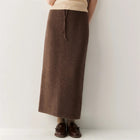 Chic Women's Long Skirt 100% Cashmere Straight Skirt Knit Autumn Winter Ankle-Length Skirt Warm Elegant Casual Rear Slit Dress PlatiNum