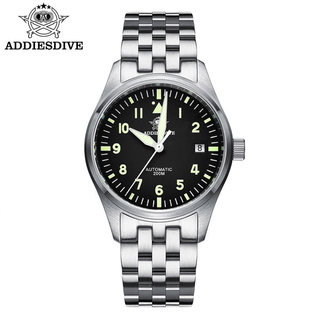 ADDIESDIVE Classic Men's Automatic Mechanical Watch 200m Water Resistant C3 Luminous 316L Stainless Steel Vintage Watch AD2519