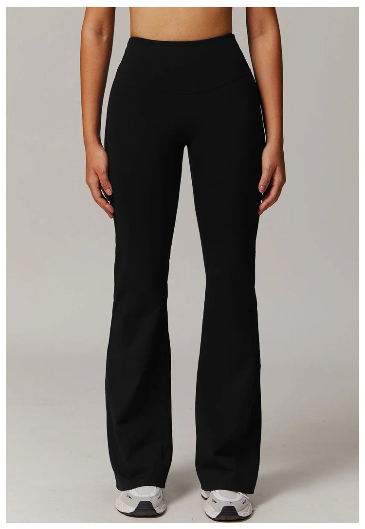 High Waist Wide Leg Pants Leggings Women Tights Fitness Bell-bottoms Yoga Elastic Leggings Push Up Gym Workout Flared Pants PlatiNum
