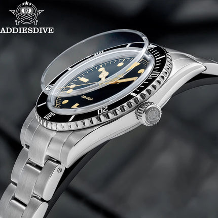 ADDIESDIVE 39mm Men's Analog Quartz Watch Ceramic Bezel K1 Domed Glass 200m Water Resistance C3 Super Luminous  Men's Dive Watch