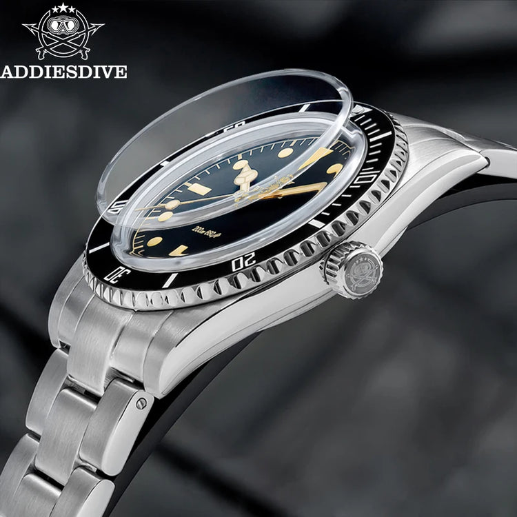 ADDIESDIVE 39mm Men's Analog Quartz Watch Ceramic Bezel K1 Domed Glass 200m Water Resistance C3 Super Luminous  Men's Dive Watch