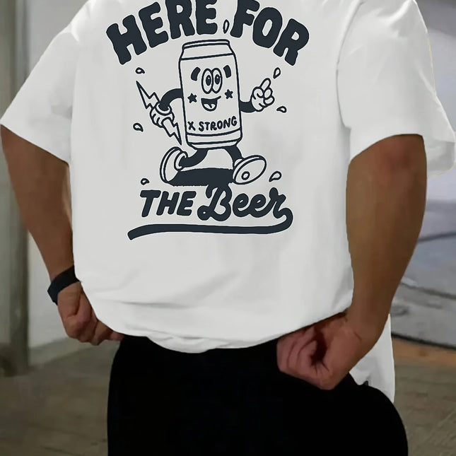 Boisson gazeuse intéressante, motif imprimé au dos, t-shirt à manches courtes pour homme,