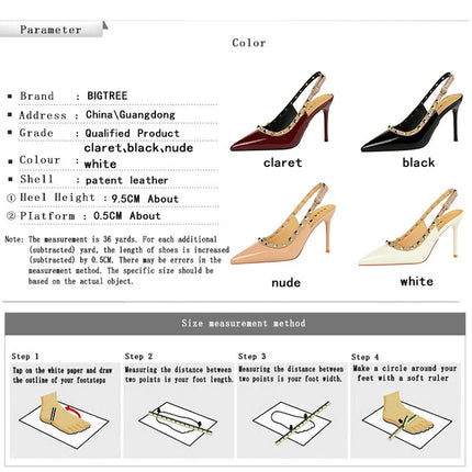 BIGTREE Scarpe Rivetto Design Donna Décolleté in pelle verniciata Tacchi alti Scarpe da festa sexy Stiletto Estate Sandali col tacco alto Tacco da donna platinumshop