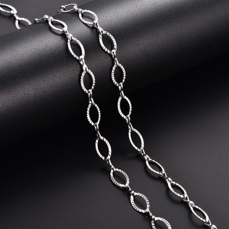 6.5/7/8mm Chic Glitter Maglia in acciaio inossidabile Taglio ovale Figaro Collana a catena per donna Uomo Rombo geometrico Girocollo Gioielli in metallo PlatiNum