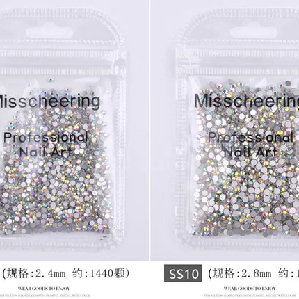 144/288 /1440pcs SS3-SS50 Crystal AB Clear Nail Rhinestones Non Hotfix Flat Back Stones DIY Strass Nail Art Decor Accessories