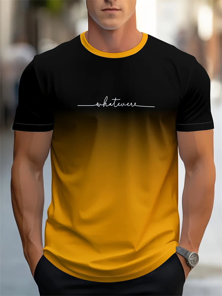 T-shirt stampata con motivo a lettera estiva da uomo T-shirt da uomo traspirante comoda semplice girocollo Sport all'aria aperta Top casual