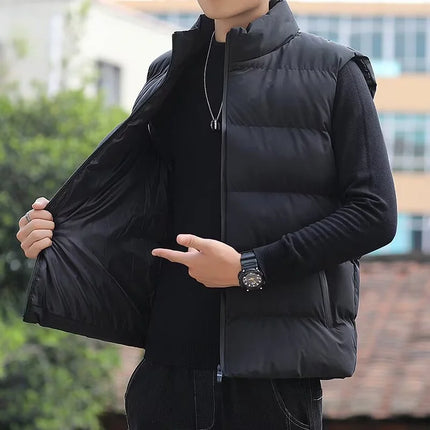 2026 Men's Lightweight Down Jacket - Windproof Sleeveless Winter Casual Coat - Thick and Warm Waist Cover - Street Style