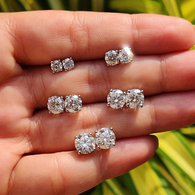 Real 0.1-3CT Test Passed Moissanite Diamond Stud Earrings for Women S925 Silver Platinum Plated Bride Wedding GRA Fine Jewelry PlatiNum